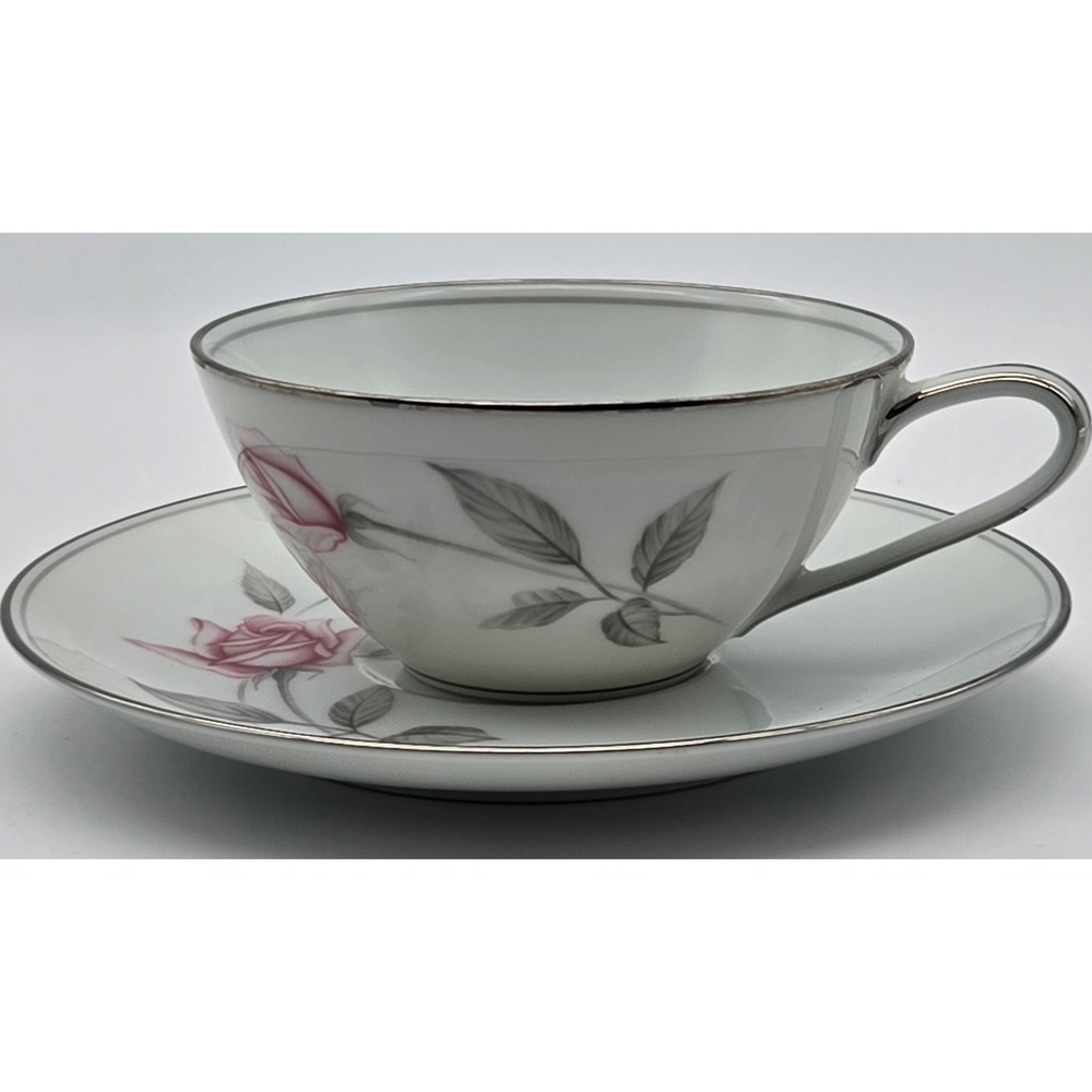 Noritake Rosemarie 6044 Teacup & Saucer Set Pink Rose Floral Japan Fine China‎